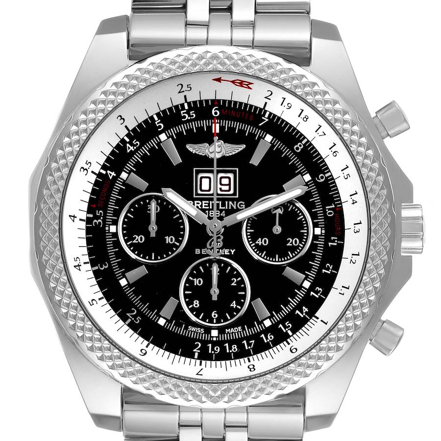 Breitling Bentley 6.75 Speed Black Dial Chronograph Steel Mens Watch A44364 Box Papers SwissWatchExpo