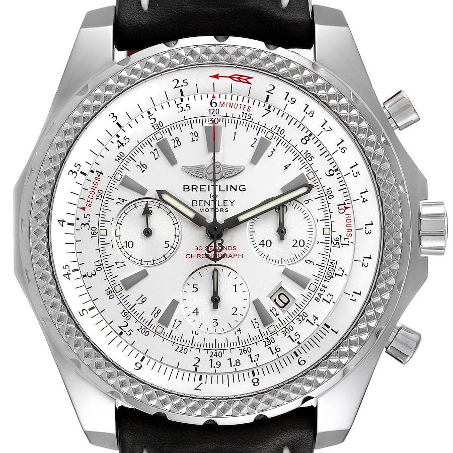 Breitling Bentley Motors Silver Dial Steel Chronograph Watch A25362 Box Papers SwissWatchExpo