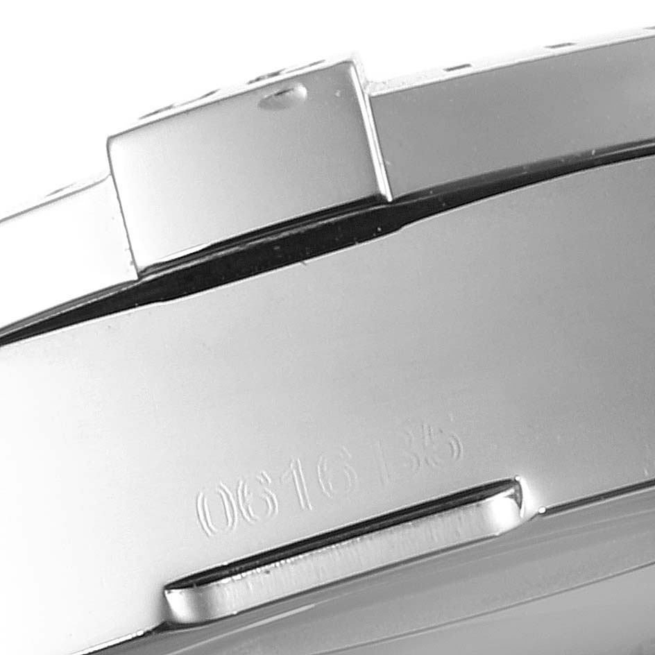This image shows a close-up of the clasp and part of the bracelet of a Breitling Colt A74388 Men's Stainless Steel Blue Dial A74388 Men's Stainless Steel Blue Dial watch.