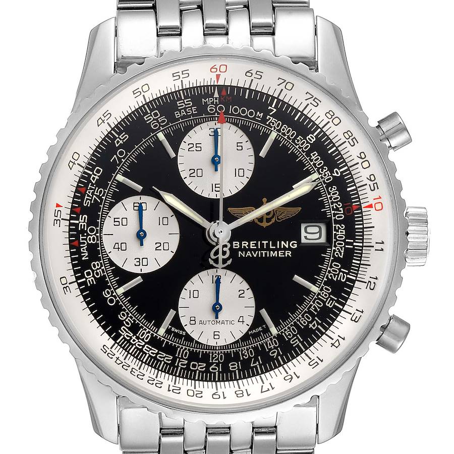 Breitling Navitimer II Black Dial Chronograph Steel Mens Watch A13322 SwissWatchExpo