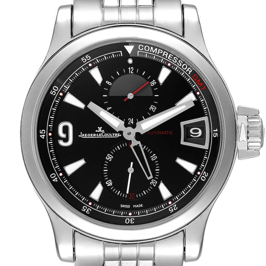 Jaeger Lecoultre Mater Compressor GMT Steel Mens Watch Q1738171 146.8.05 Box Papers SwissWatchExpo