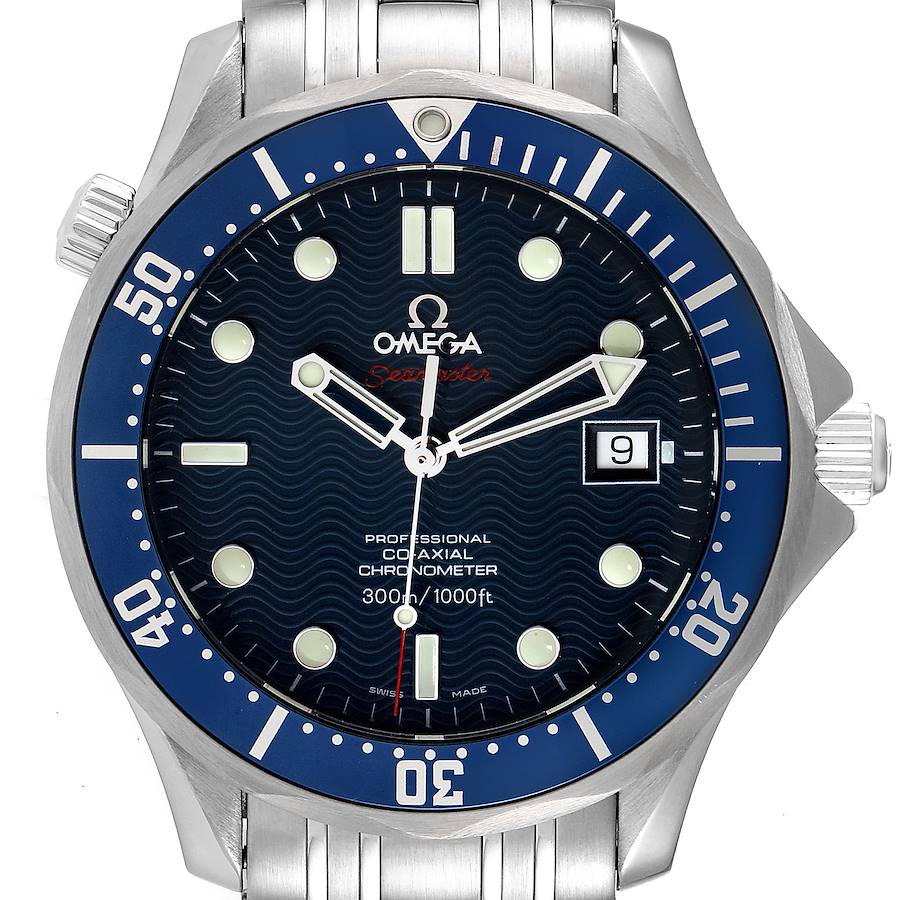 Omega Seamaster Bond 300M Co-Axial 41mm Blue Dial Watch 2220.80.00 Box Card SwissWatchExpo