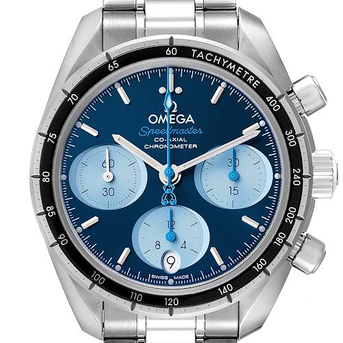 Photo of Omega Speedmaster 38 Orbis Blue Dial Mens Watch 324.30.38.50.03.002 Box Card