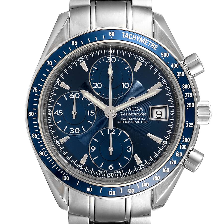 Omega Speedmaster Date Blue Dial Chronograph Mens Watch 3212.80.00 SwissWatchExpo