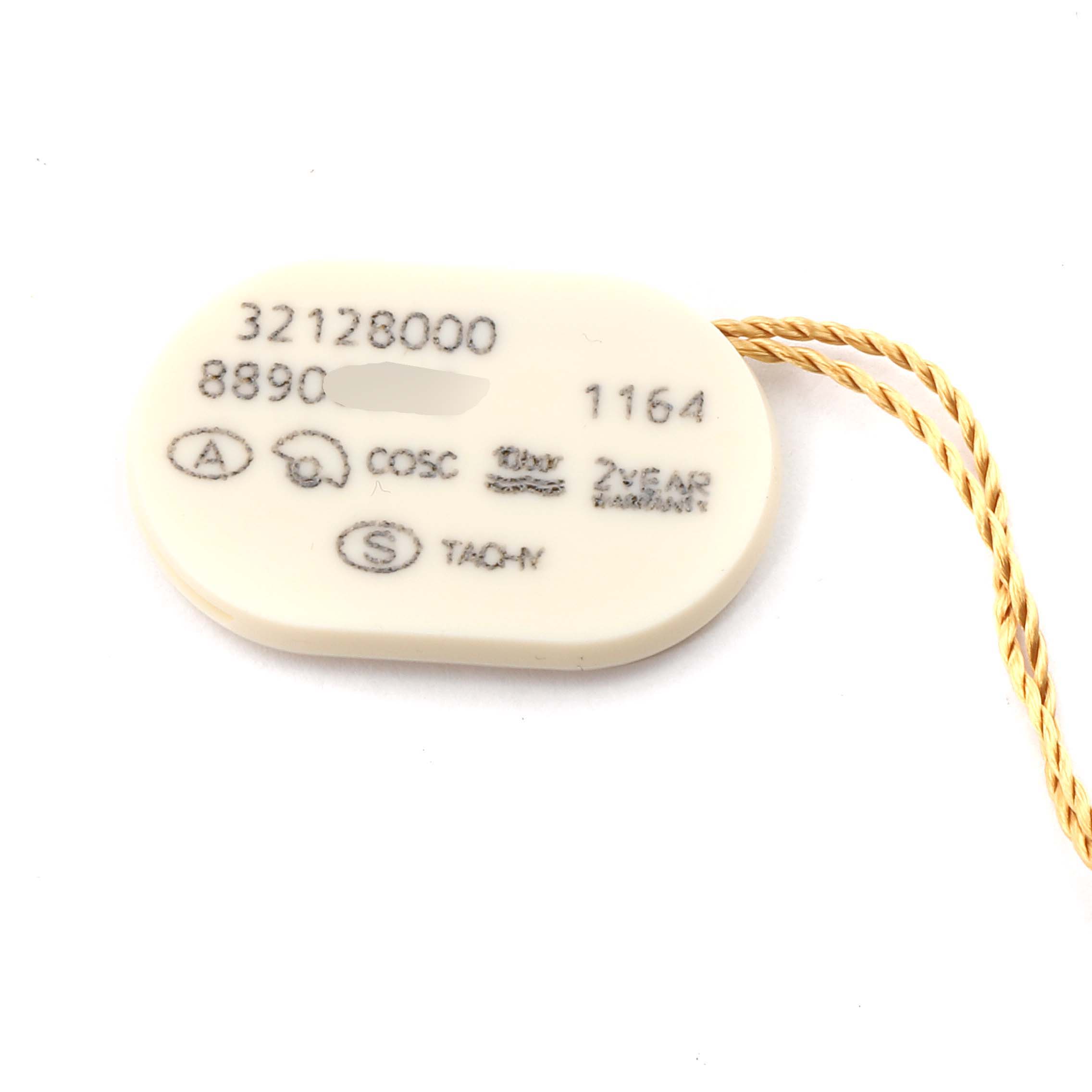 The image shows a tag for an Omega Speedmaster 3212.80.00 Men
s Stainless Steel Blue Dial 3212.80.00 Men
s Stainless Steel Blue Dial watch, featuring model and certification details with a twisted cord attached.