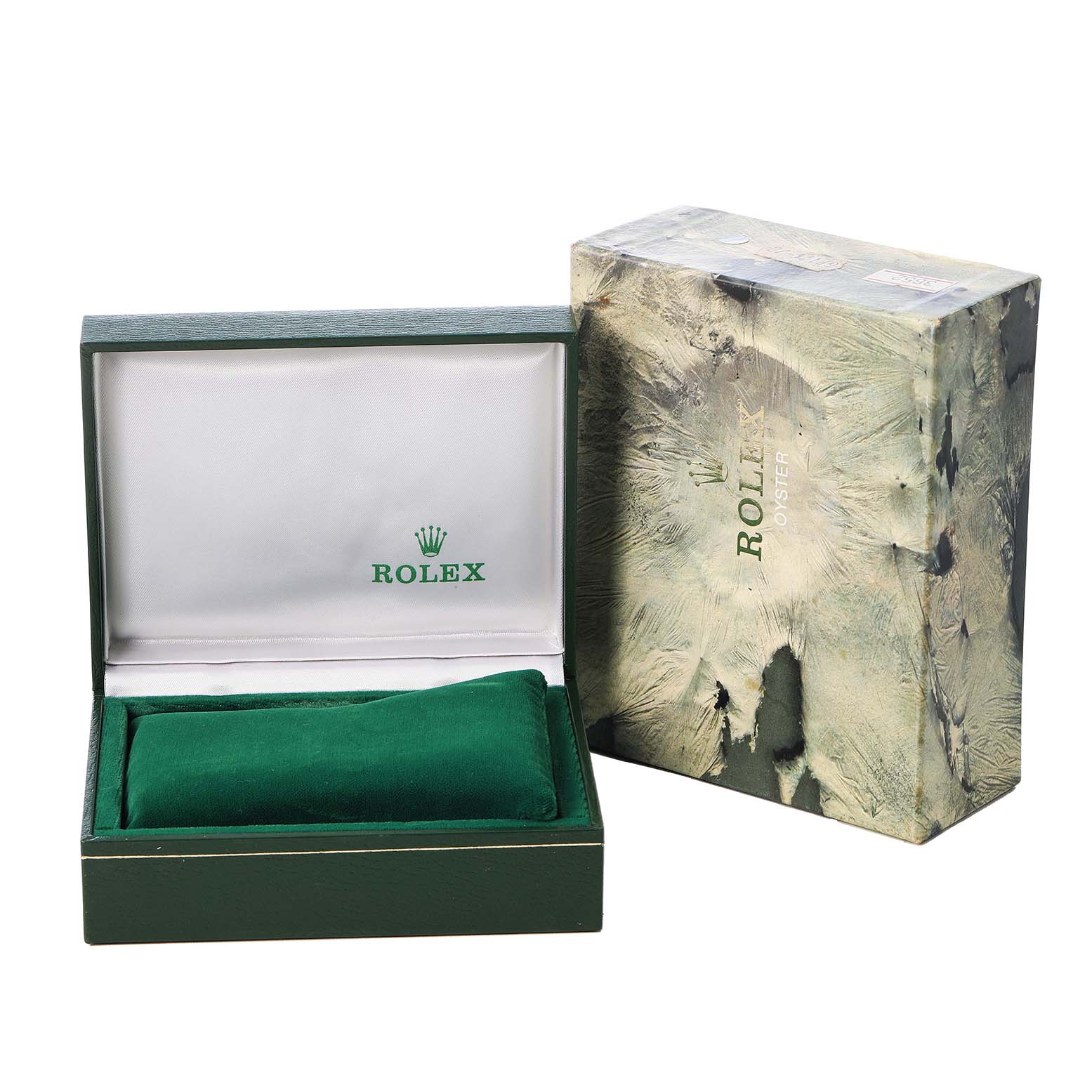 The image shows an open Rolex Datejust 68273 Women's Steel and Gold (two tone) Champagne Dial box and an outer box, both at an angled view.