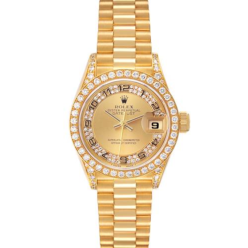 Photo of Rolex Datejust President Yellow Gold Diamond Bezel Ladies Watch 69158 Box Papers