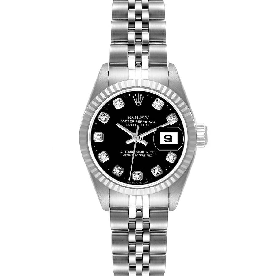 Rolex Datejust Steel White Gold Black Diamond Dial Ladies Watch 69174 SwissWatchExpo