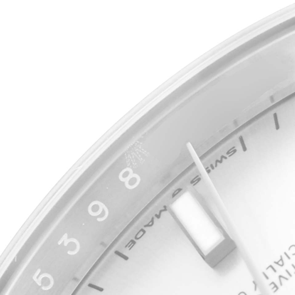 The image captures a close-up of the dial edge and hour markers of a Rolex Datejust 126234 Men
s Stainless Steel Silver Dial 126234 Men
s Stainless Steel Silver Dial watch.