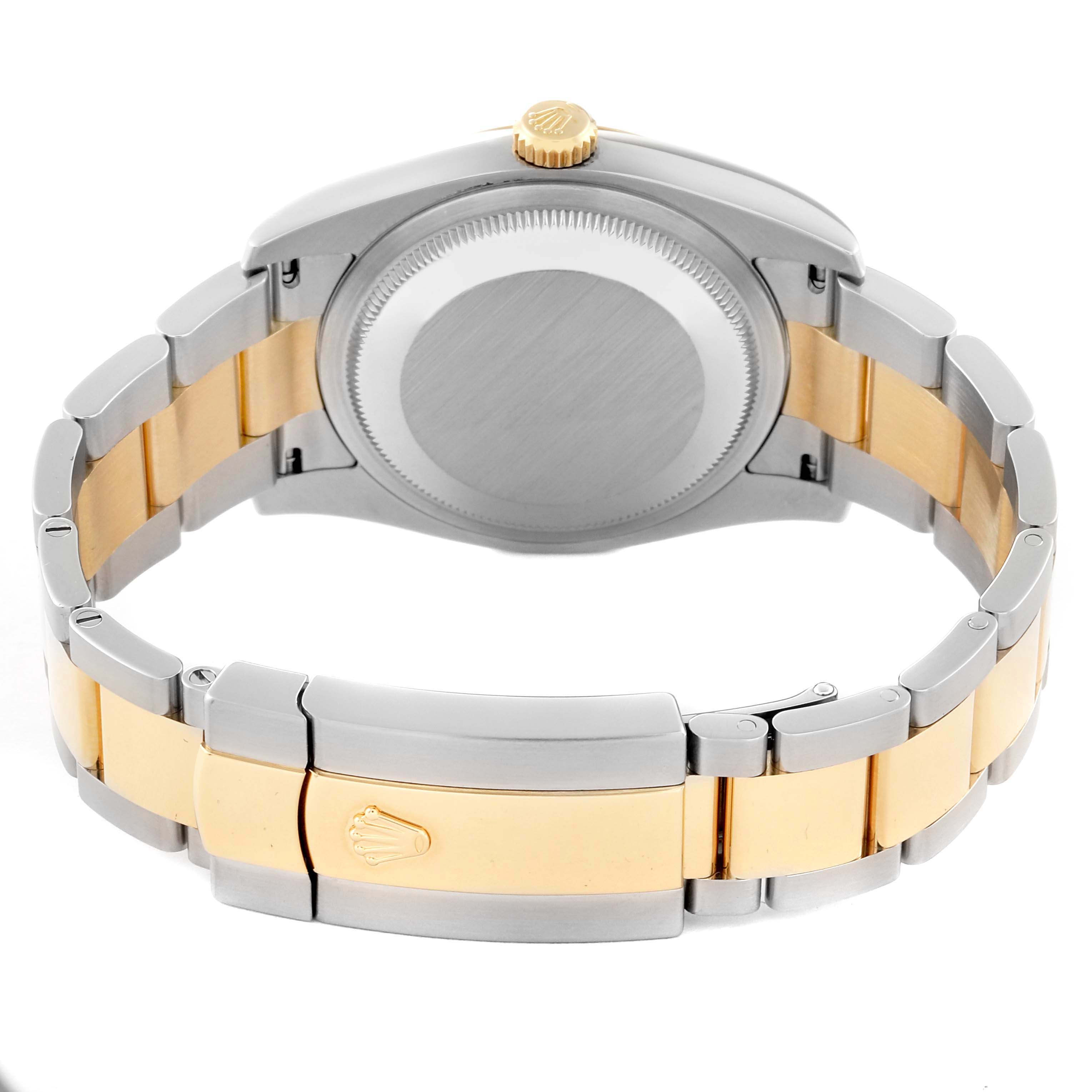This image shows the back view and bracelet of a Rolex Datejust 116203 Men's Steel and Gold (two tone) Grey Dial 116203 Men's Steel and Gold (two tone) Grey Dial watch, highlighting its two-tone metal design.