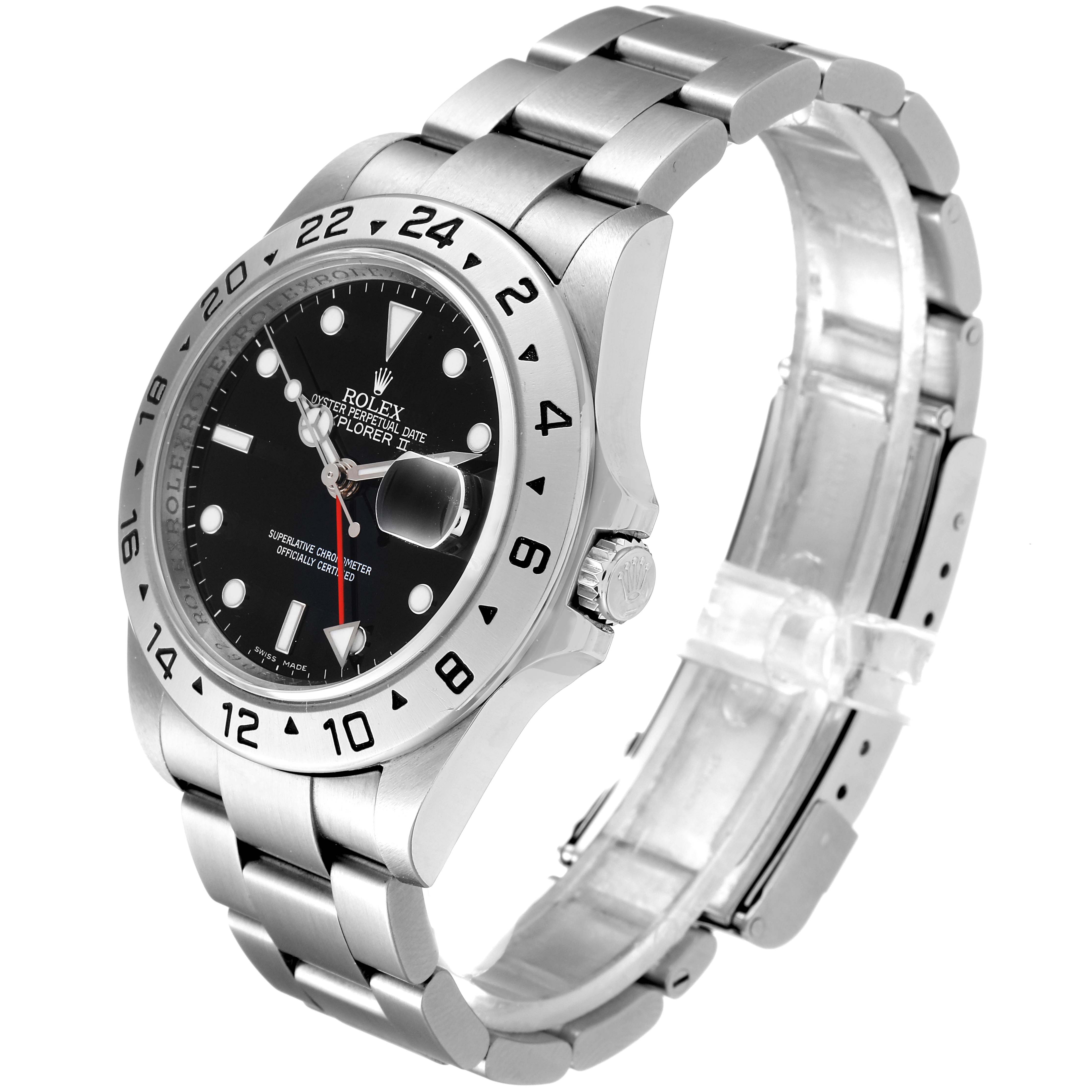 The Rolex Explorer 16570 Men
s Stainless Steel Black Dial 16570 Men
s Stainless Steel Black Dial watch is shown at a three-quarter angle, displaying the face, bezel, crown, and metal bracelet.