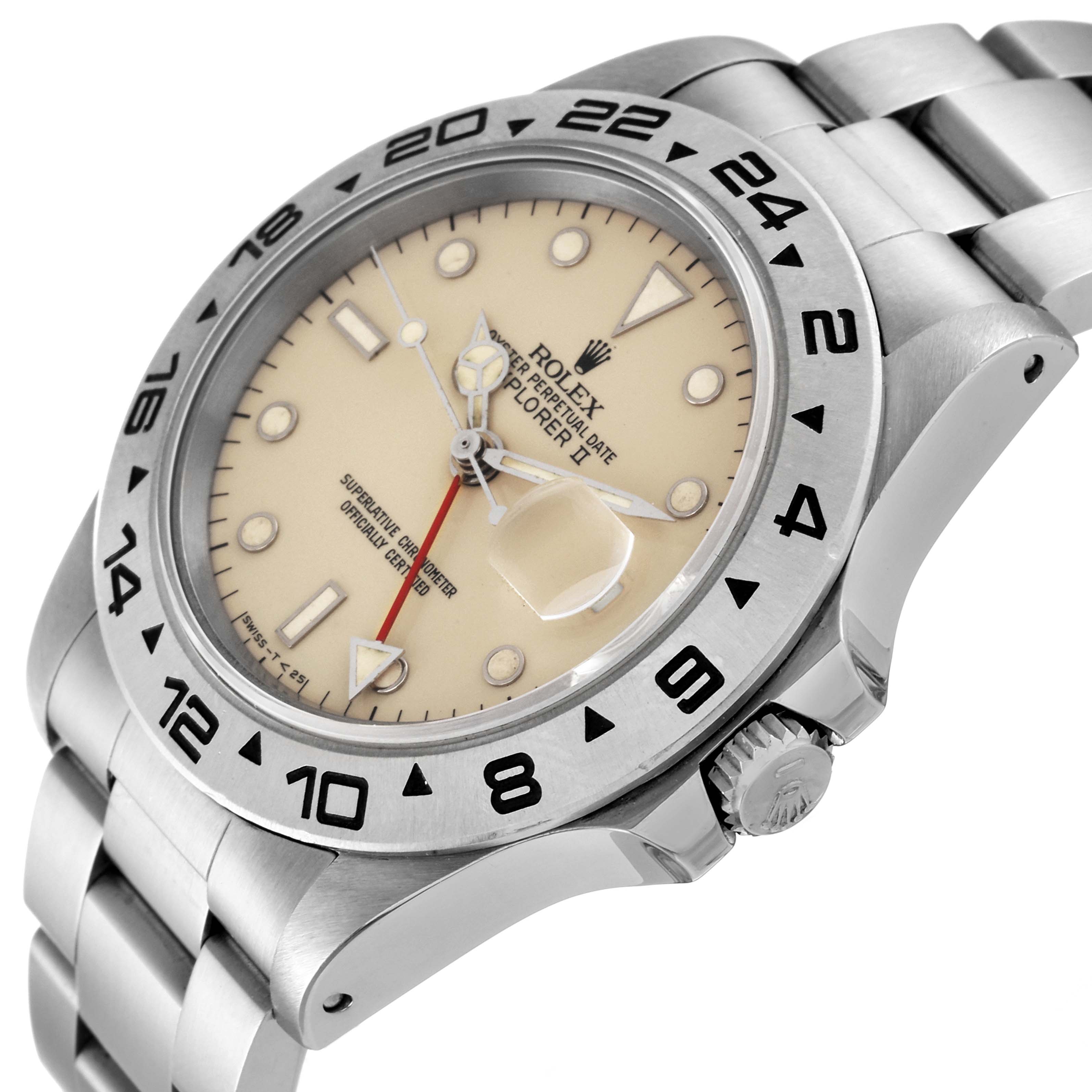 The Rolex Vintage Collection 16550 Men's Stainless Steel Beige Dial 16550 Men's Stainless Steel Beige Dial watch model is shown at an angled side view, highlighting its dial, bezel, and bracelet.