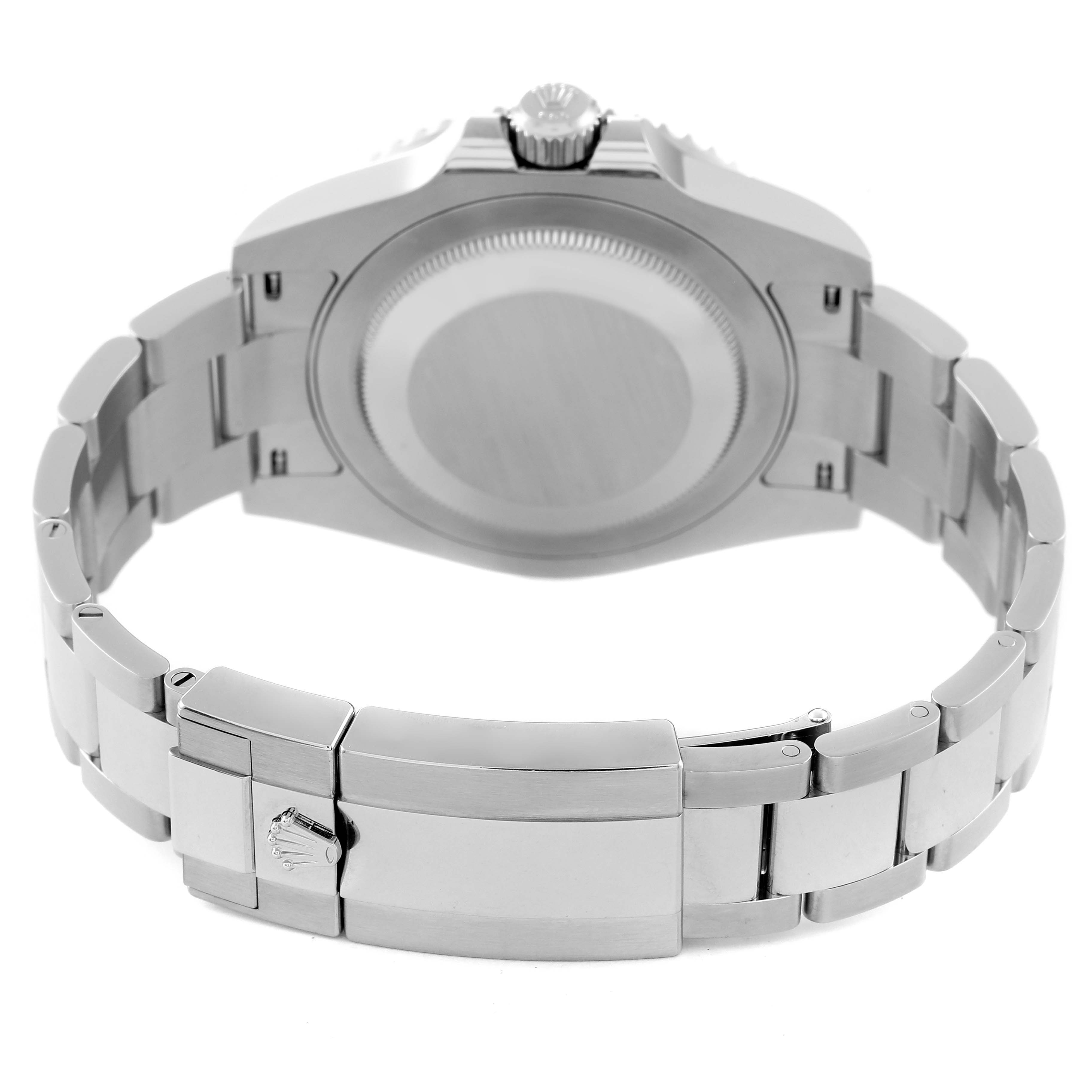 The image shows the back case and bracelet clasp of a Rolex GMT-Master 126710 Men's Stainless Steel Black Dial 126710 Men's Stainless Steel Black Dial watch from a rear angle.