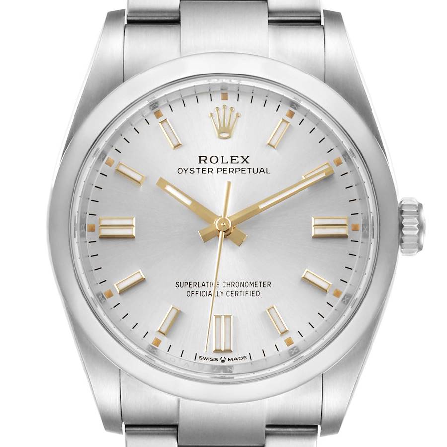 Rolex Oyster Perpetual Silver Dial Steel Mens Watch 126000 Unworn SwissWatchExpo