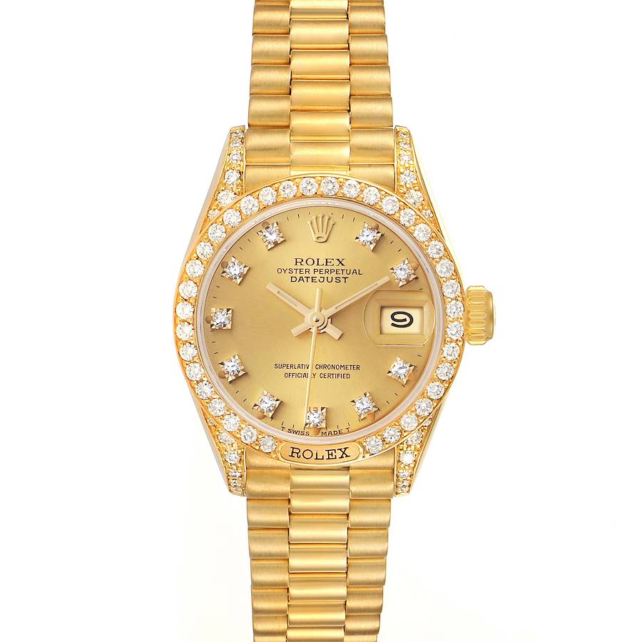 Rolex President Datejust Yellow Gold Diamond Ladies Watch 69158 Box Service Card SwissWatchExpo