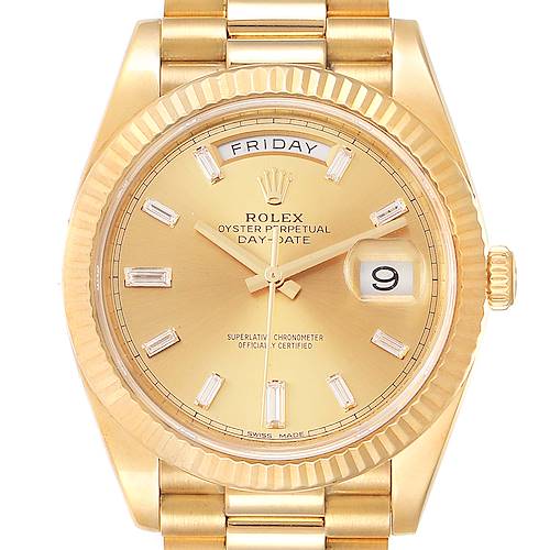 Photo of Rolex President Day-Date 40 Yellow Gold Diamond Mens Watch 228238 Box Card
