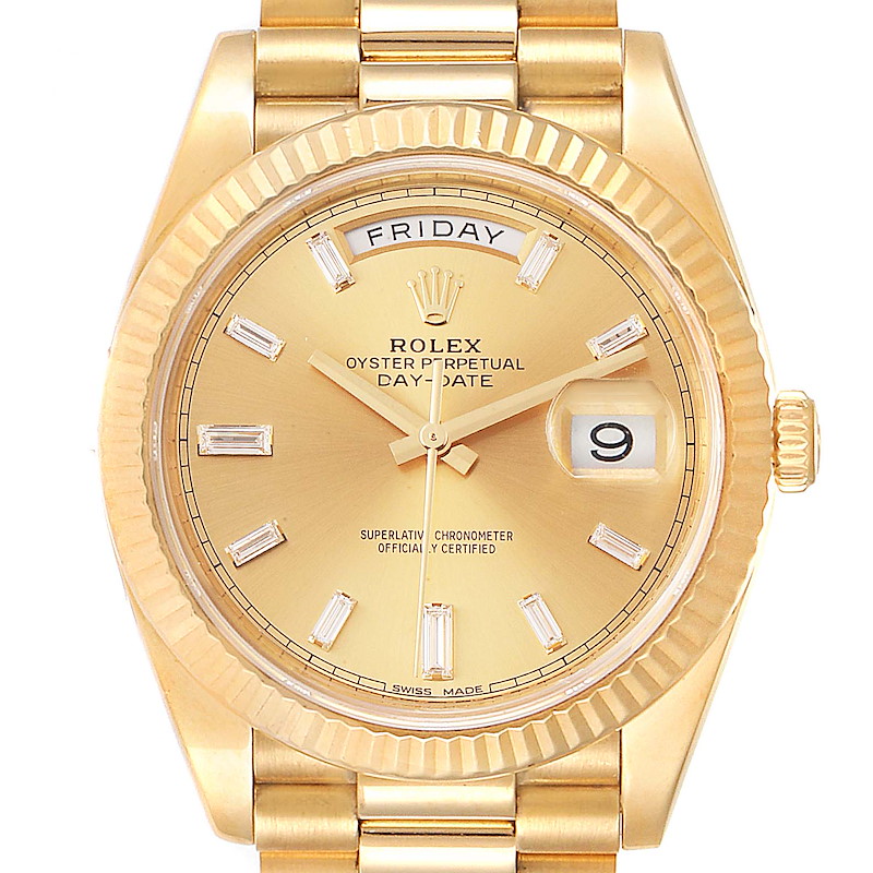 Rolex President Day-Date 40 Yellow Gold Diamond Mens Watch 228238 Box Card SwissWatchExpo