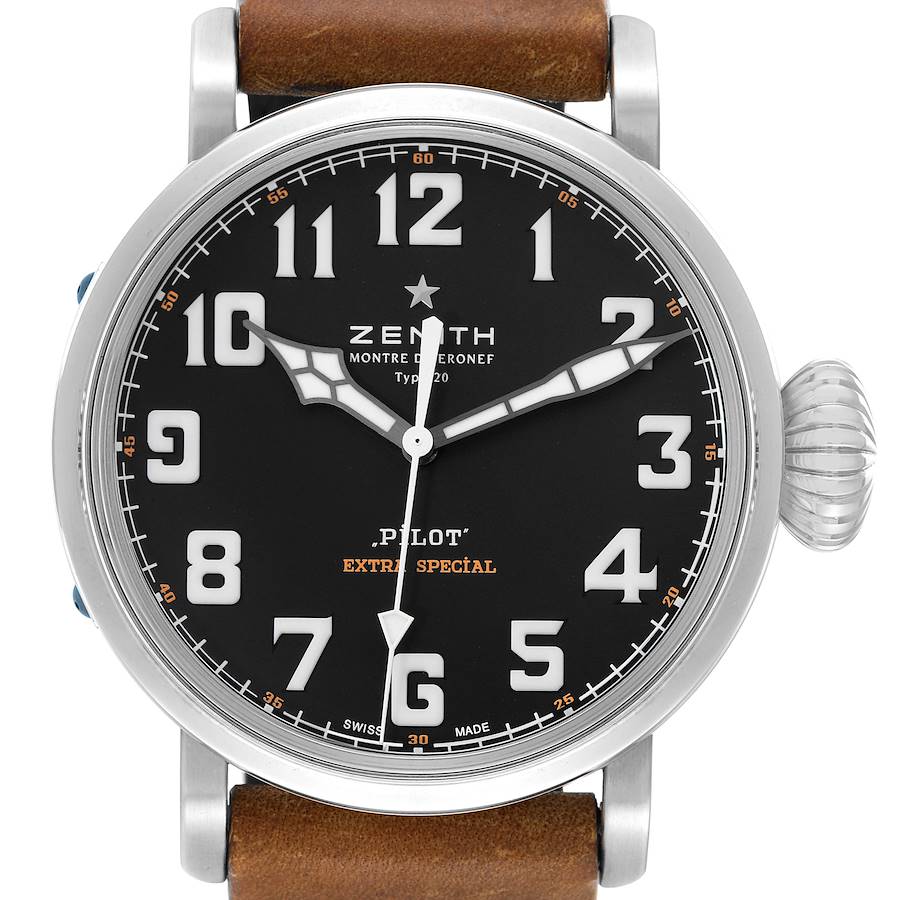 Zenith Pilot Type 20 Extra Special Steel Black Dial Mens Watch 03.2430.3000 SwissWatchExpo