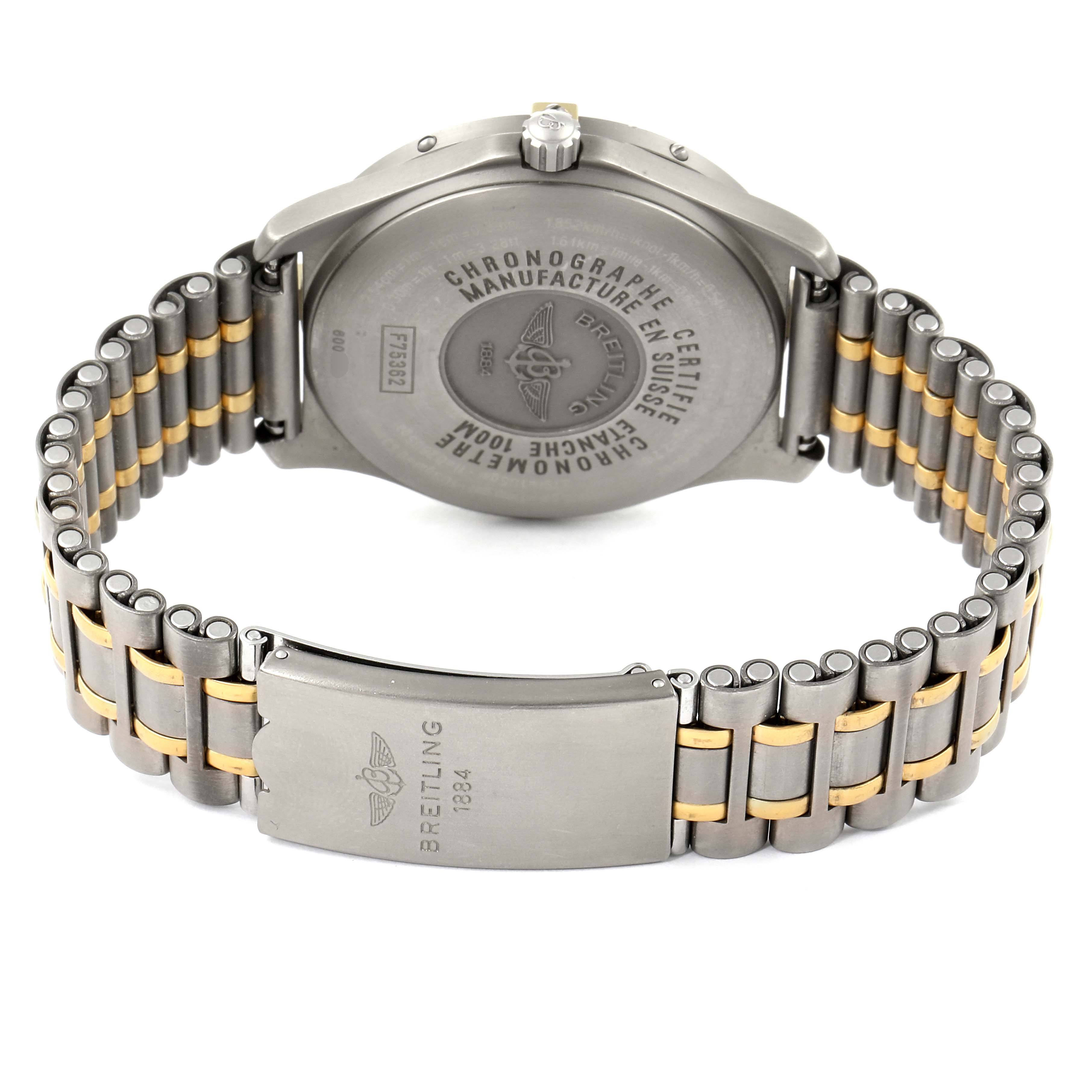 The image shows the back case and bracelet of the Breitling Professional Series F75362 Men's Titanium Grey Dial F75362 Men's Titanium Grey Dial watch.