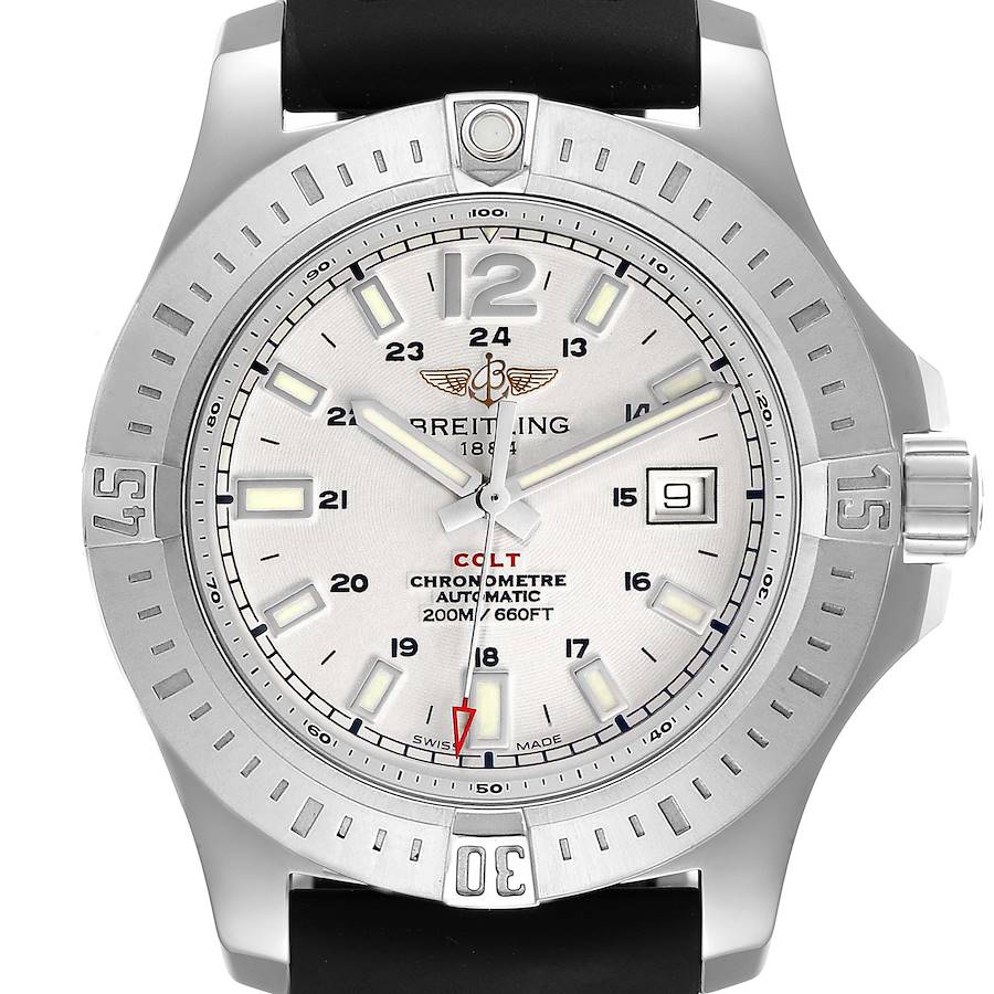 Breitling Colt White Dial Automatic Steel Mens Watch A17388 Box Card SwissWatchExpo