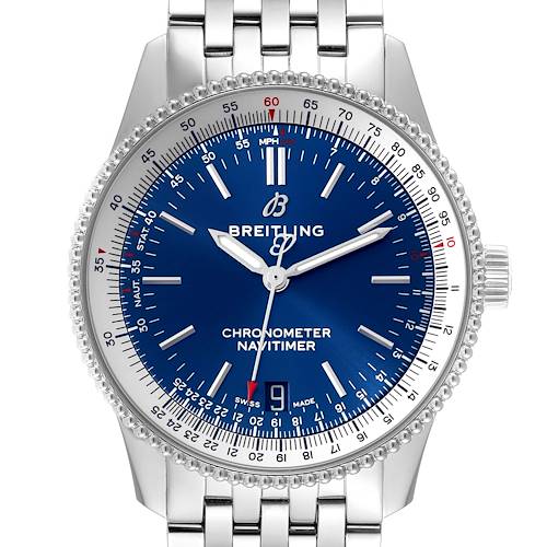 Photo of Breitling Navitimer Automatic 38 Blue Dial Steel Mens Watch A17325 Box Card