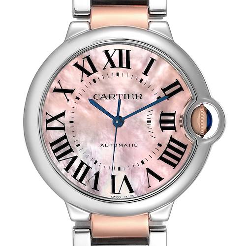 Photo of Cartier Ballon Bleu 36mm Steel Rose Gold Mother of Pearl Ladies Watch W2BB0011