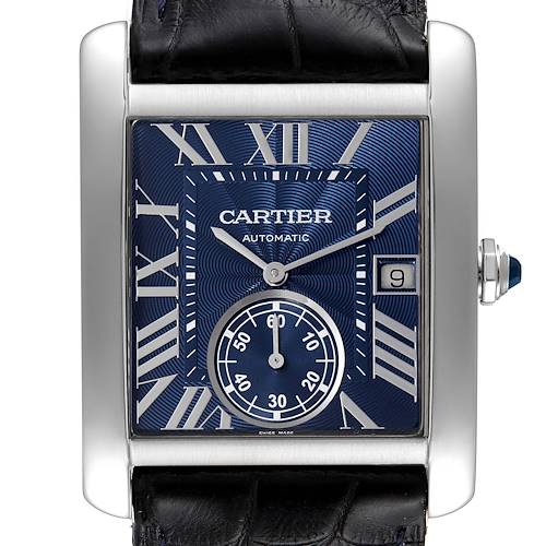 Photo of Cartier Tank MC Blue Dial Automatic Steel Mens Watch WSTA0010