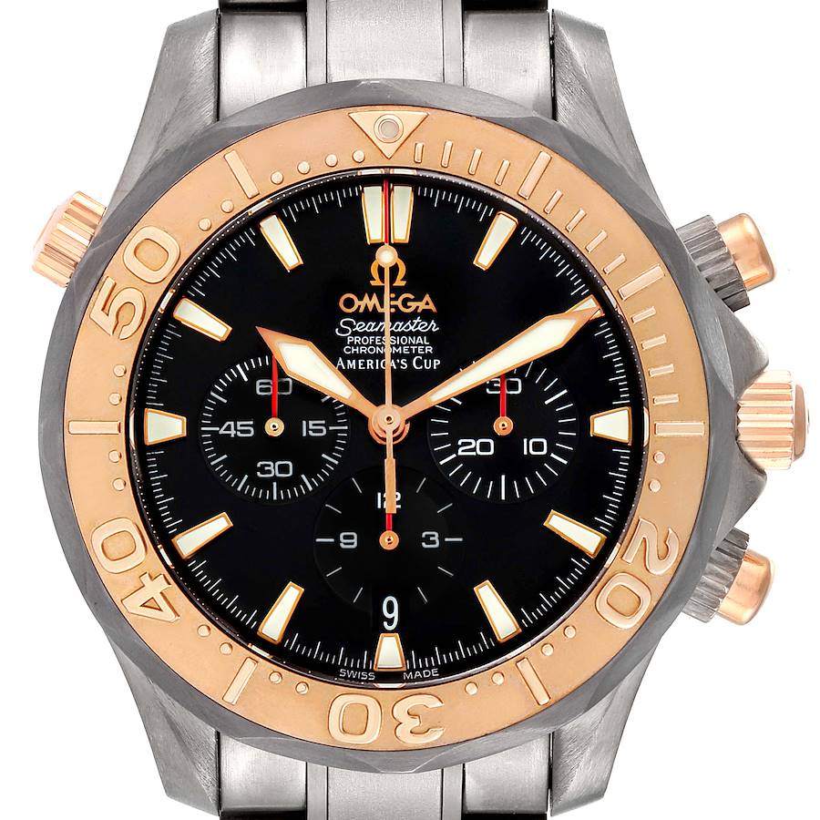 Omega Seamaster Americas Cup Titanium Rose Gold Mens Watch 2294.50.00 Card SwissWatchExpo