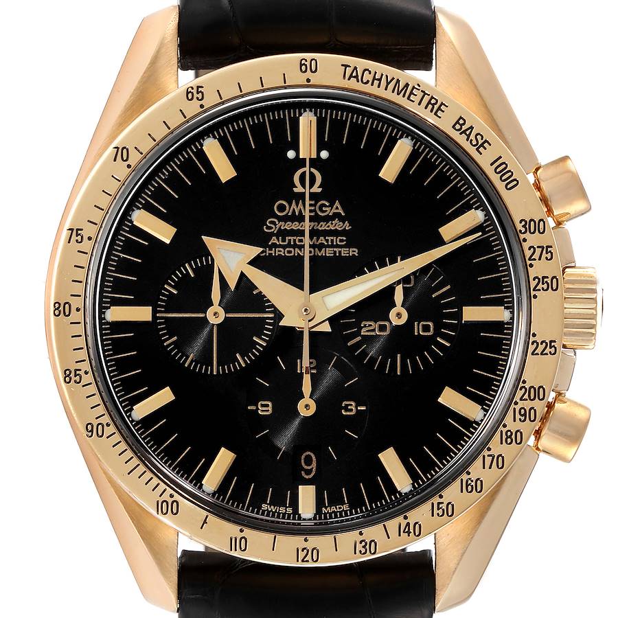 Omega Speedmaster Broad Arrow Yellow Gold Mens Watch 3651.50.31 SwissWatchExpo