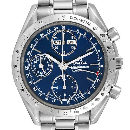 Photo of Omega Speedmaster Day Date Blue Dial Steel Mens Watch 3521.80.00
