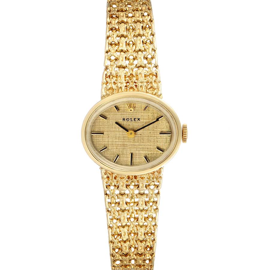 Rolex 14k Yellow Gold Champagne Dial Vintage Cocktail Ladies Watch SwissWatchExpo