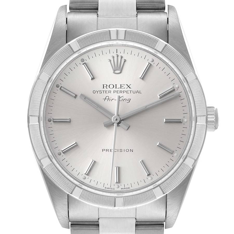 Rolex Air King Silver Dial 34mm Oyster Bracelet Steel Mens Watch 14010 Papers SwissWatchExpo