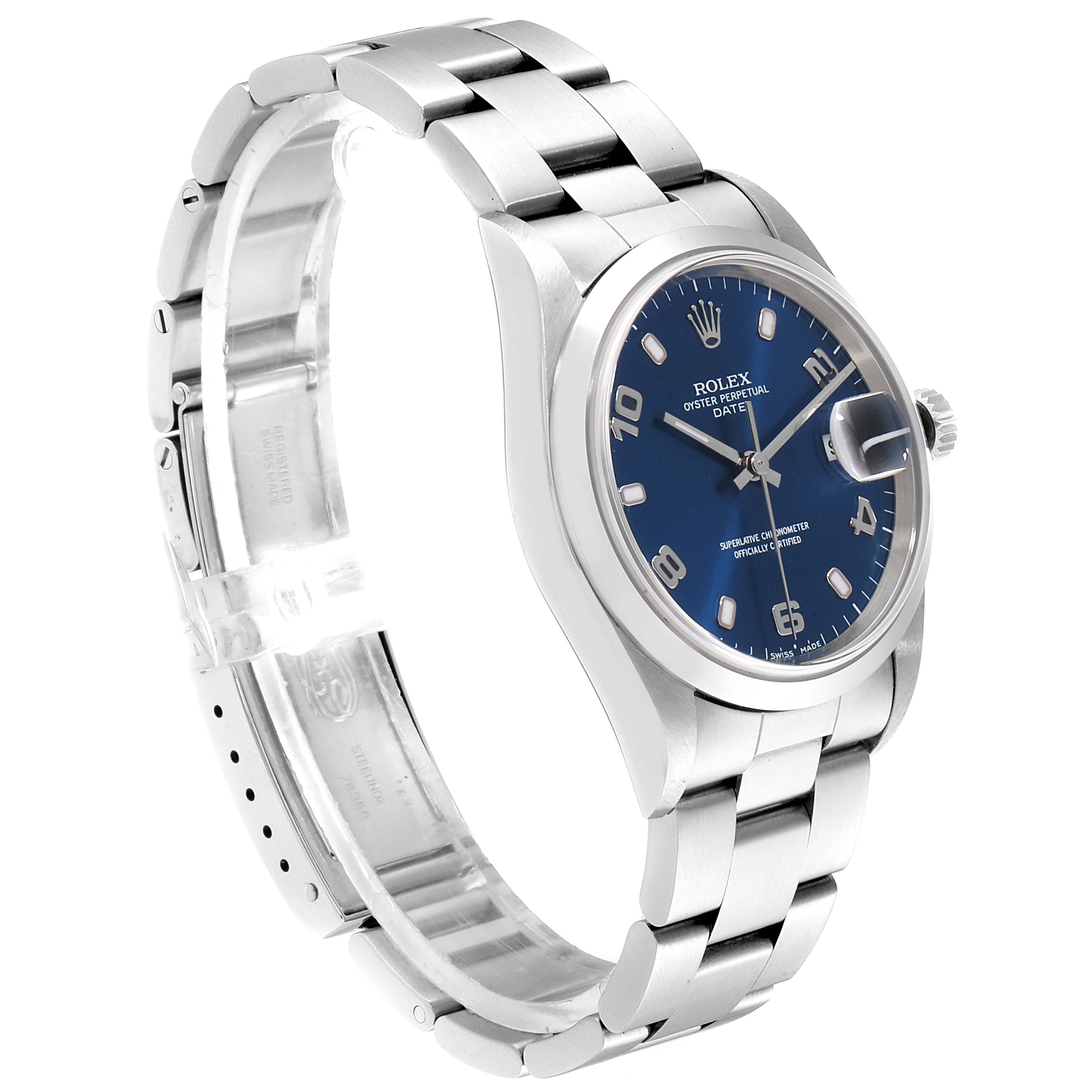 Rolex Date Blue Arabic Dial Steel Mens Watch 15200 Box | SwissWatchExpo