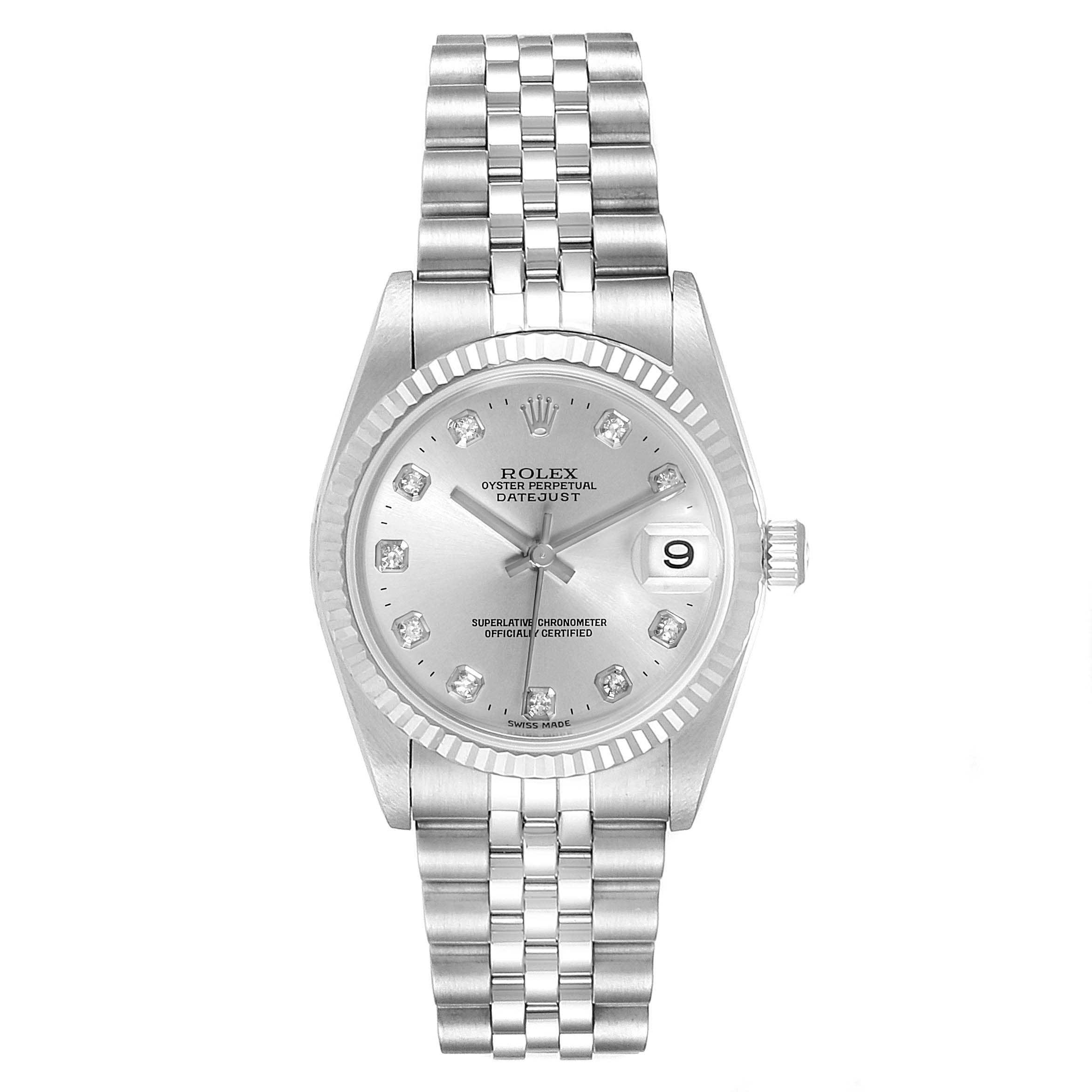 Rolex Datejust Midsize Steel White Gold Diamond Ladies Watch 78274 ...