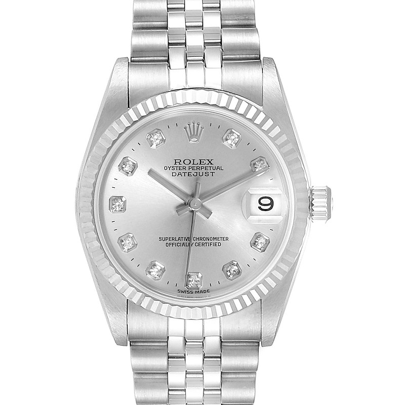Rolex Datejust Midsize Steel White Gold Diamond Ladies Watch 78274 ...