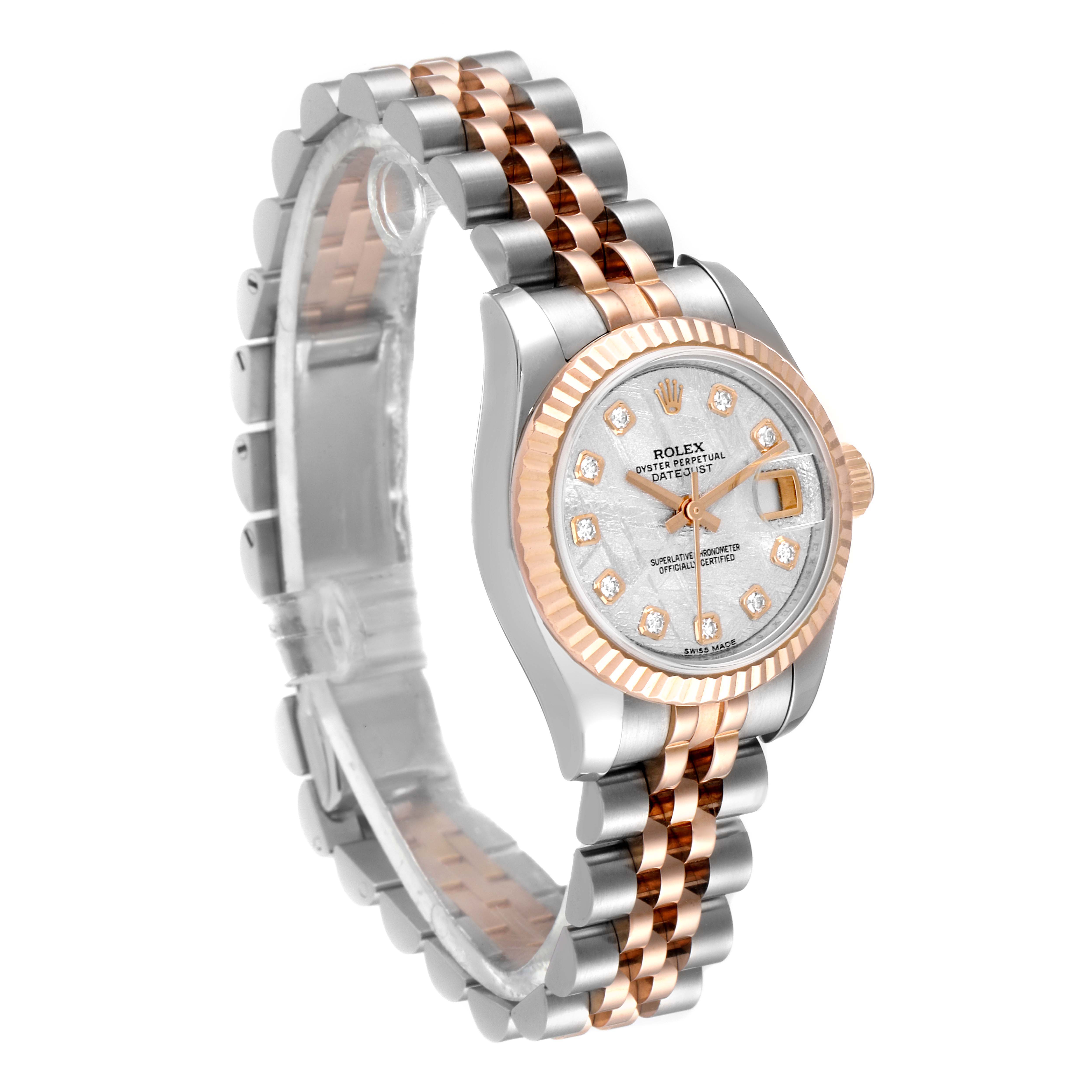 The Rolex Datejust 179171 Women's Steel and Gold (two tone) Silver Dial 179171 Women's Steel and Gold (two tone) Silver Dial watch is shown at a slight angle, displaying the dial, case, and two-tone Jubilee bracelet.