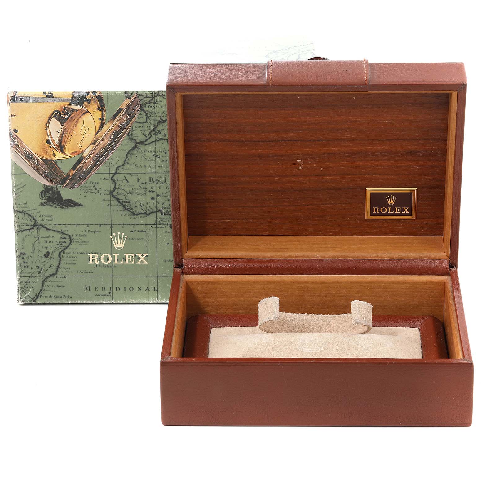 The image shows an open Rolex President 18139 Men's Steel and Gold (two tone) Brown Dial 18139 Men's Steel and Gold (two tone) Brown Dial model watch box along with its outer packaging.