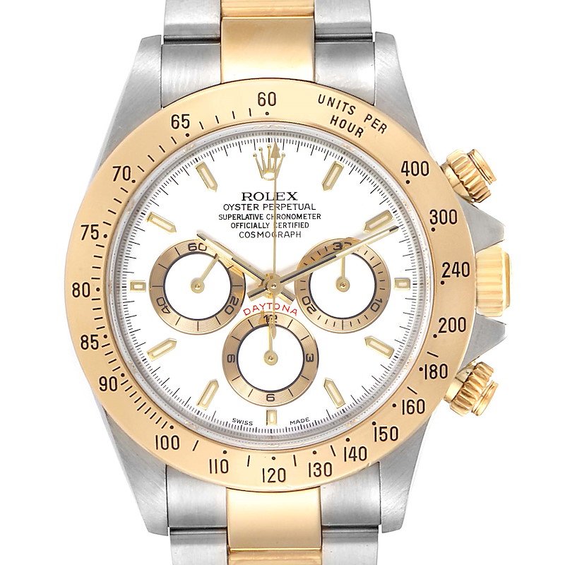 Rolex Daytona Steel Yellow Gold White Dial Chronograph Mens Watch 116523 SwissWatchExpo