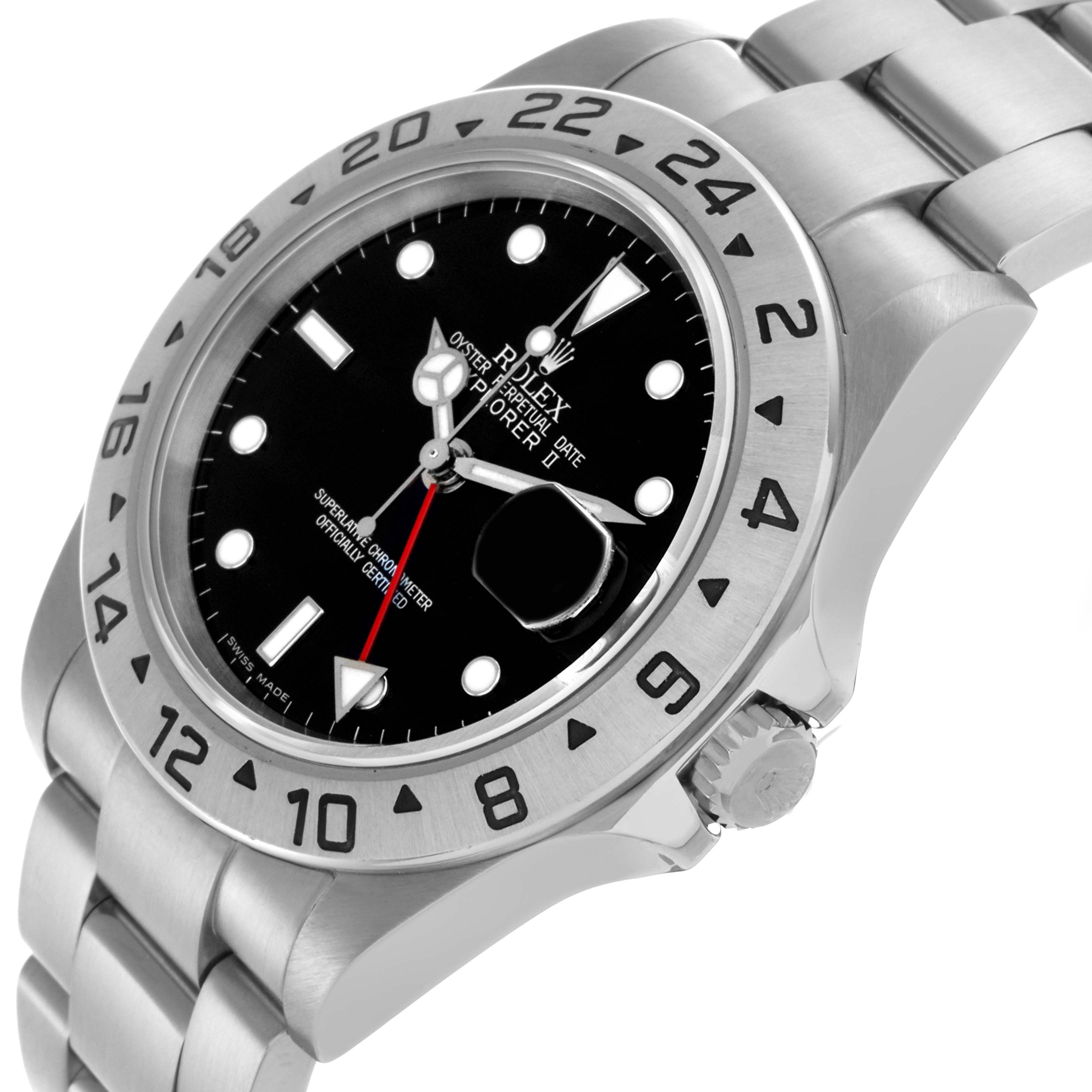 The Rolex Explorer 16570 Men's Stainless Steel Black Dial 16570 Men's Stainless Steel Black Dial watch is shown at a slight side angle, displaying the bezel, dial, and bracelet.