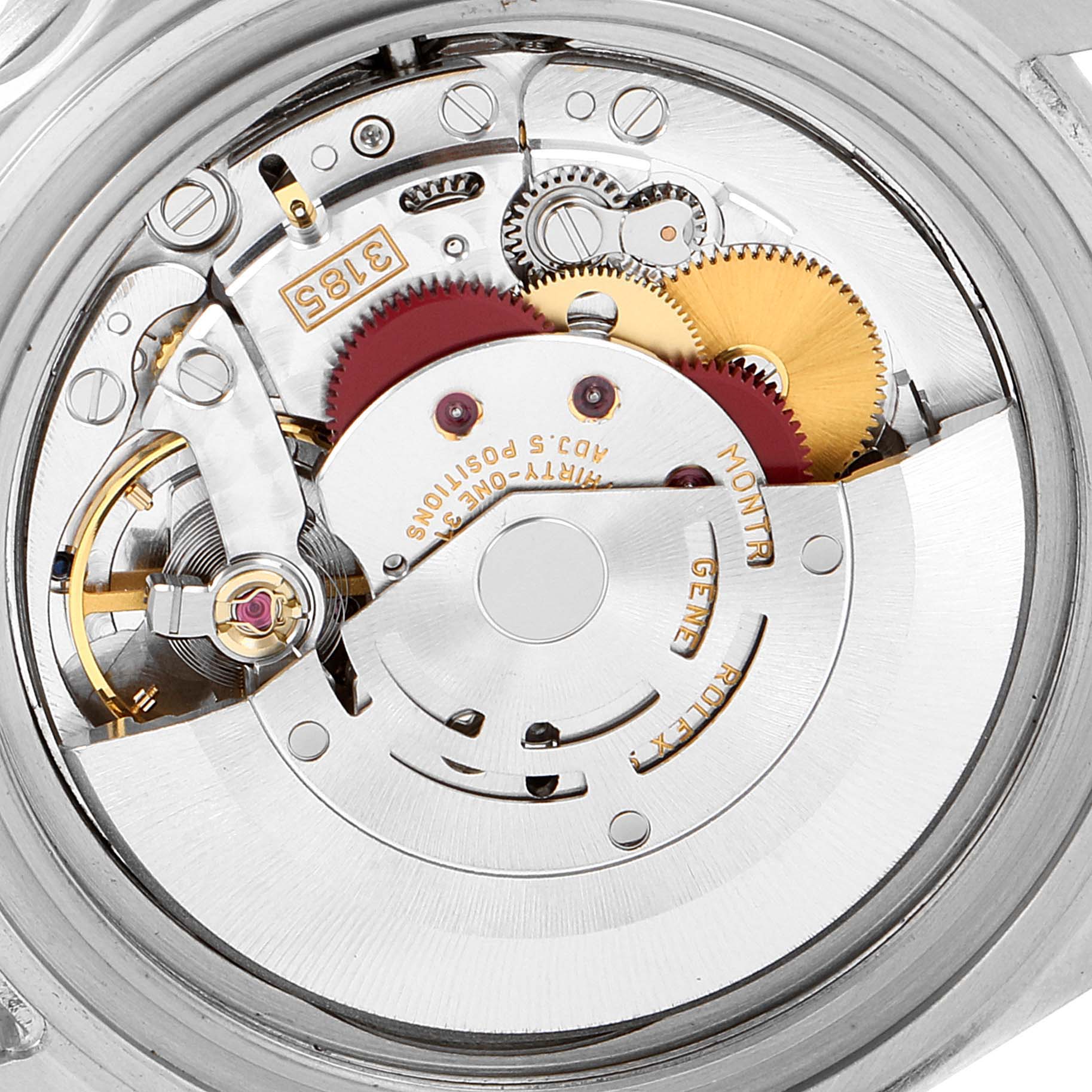 This image shows the movement mechanism of a Rolex GMT-Master 16710 Men
s Stainless Steel Black Dial 16710 Men
s Stainless Steel Black Dial watch from an internal, detailed angle.