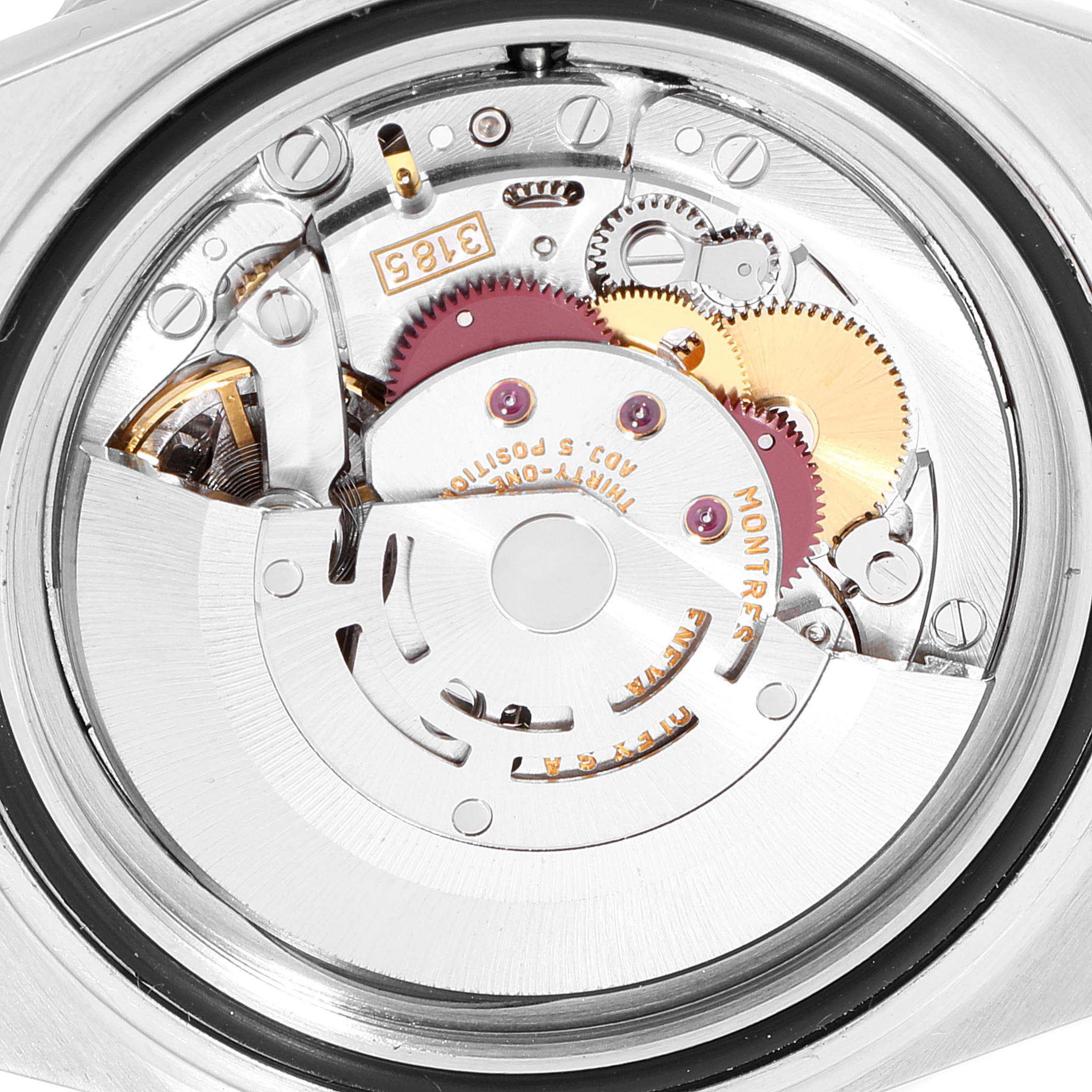 This image shows the intricate internal mechanism of a Rolex GMT-Master 16710 Men's Stainless Steel Black Dial 16710 Men's Stainless Steel Black Dial watch viewed from its back.