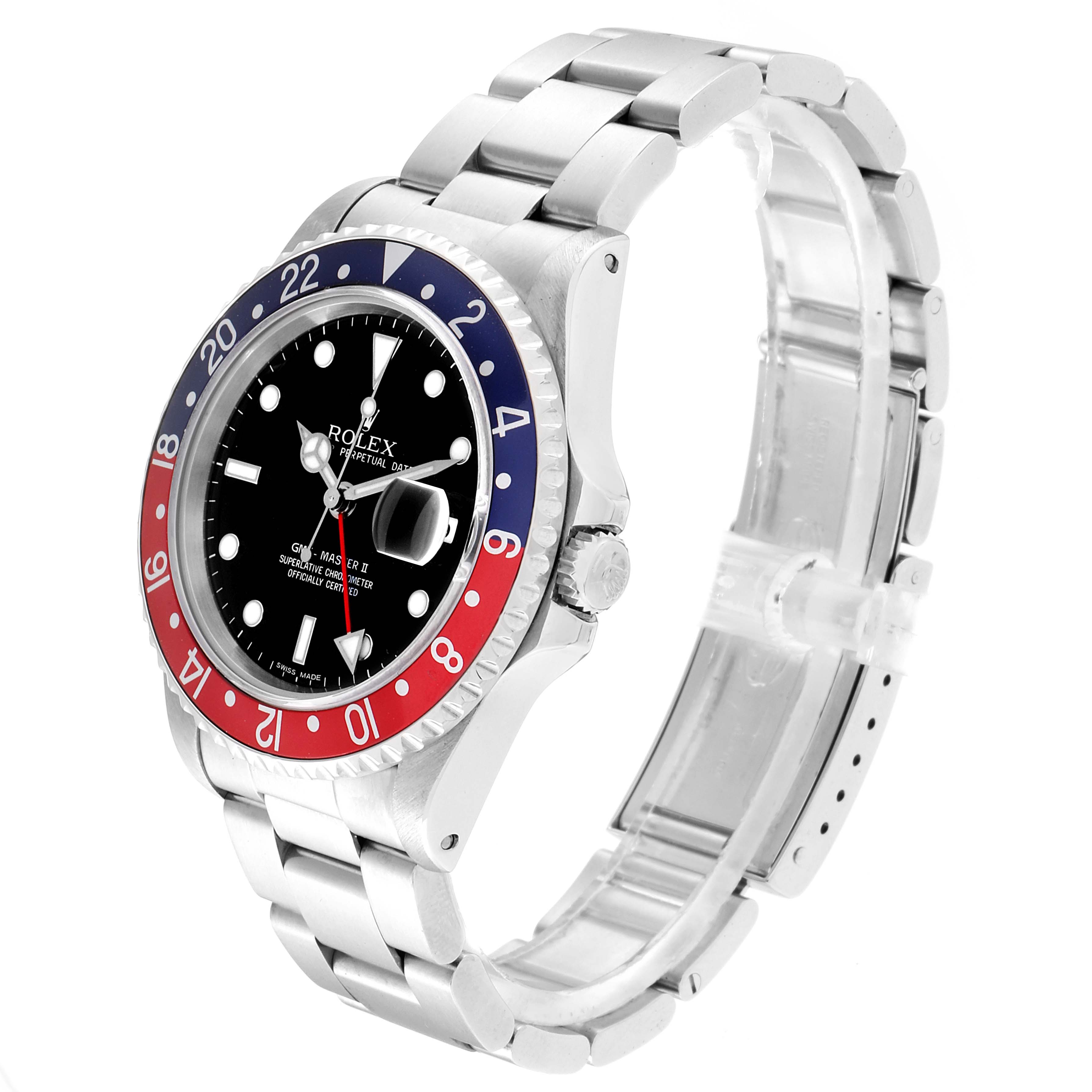 The image displays a Rolex GMT-Master 16710 Men's Stainless Steel Black Dial 16710 Men's Stainless Steel Black Dial watch at a three-quarter angle, showing the bezel, dial, and bracelet.