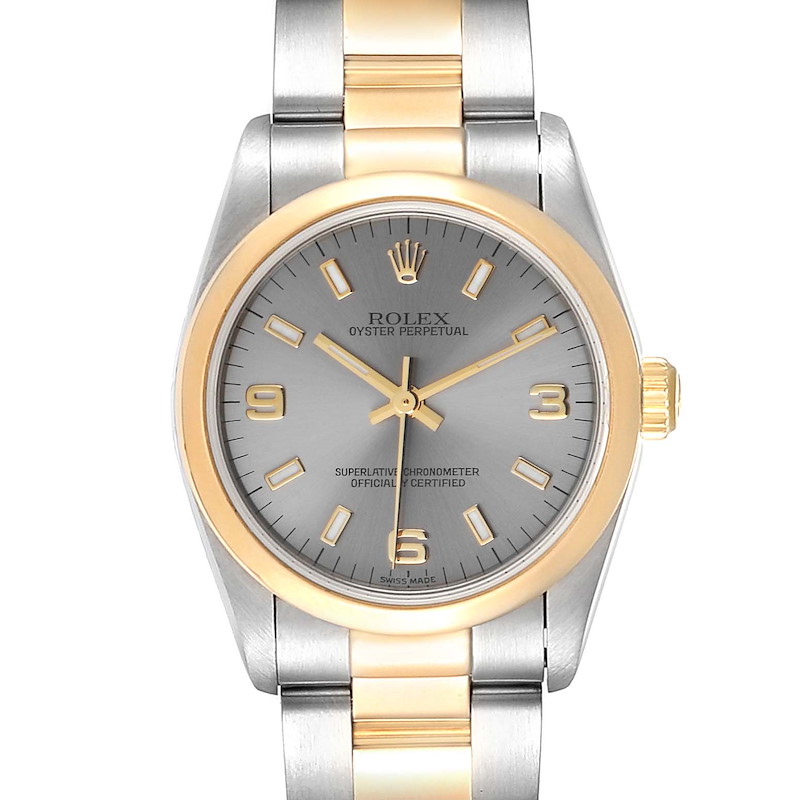 Rolex Midsize 31 Slate Dial Yellow Gold Steel Ladies Watch 77483 SwissWatchExpo