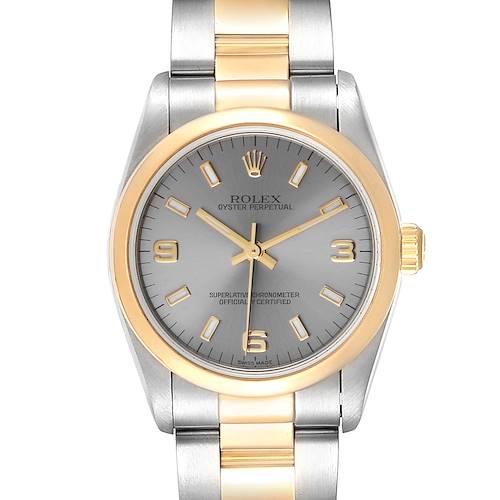 Photo of Rolex Midsize 31 Slate Dial Yellow Gold Steel Ladies Watch 77483
