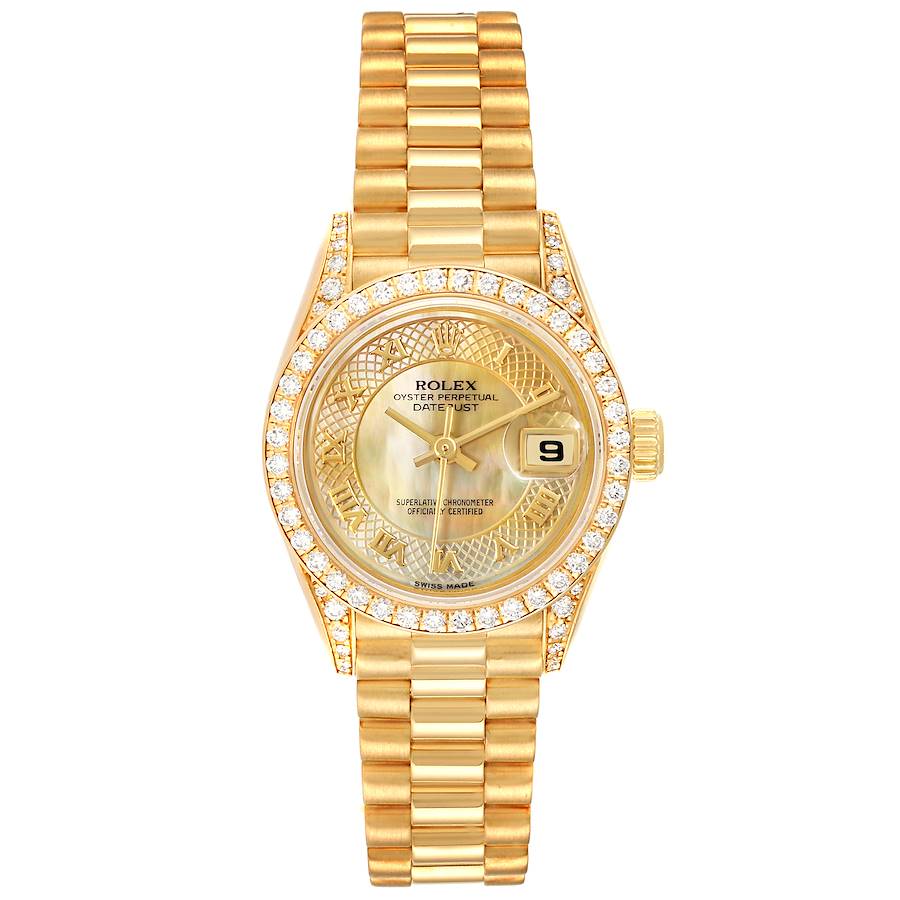 Rolex President Datejust 26mm Yellow Gold MOP Diamond Watch 69238 