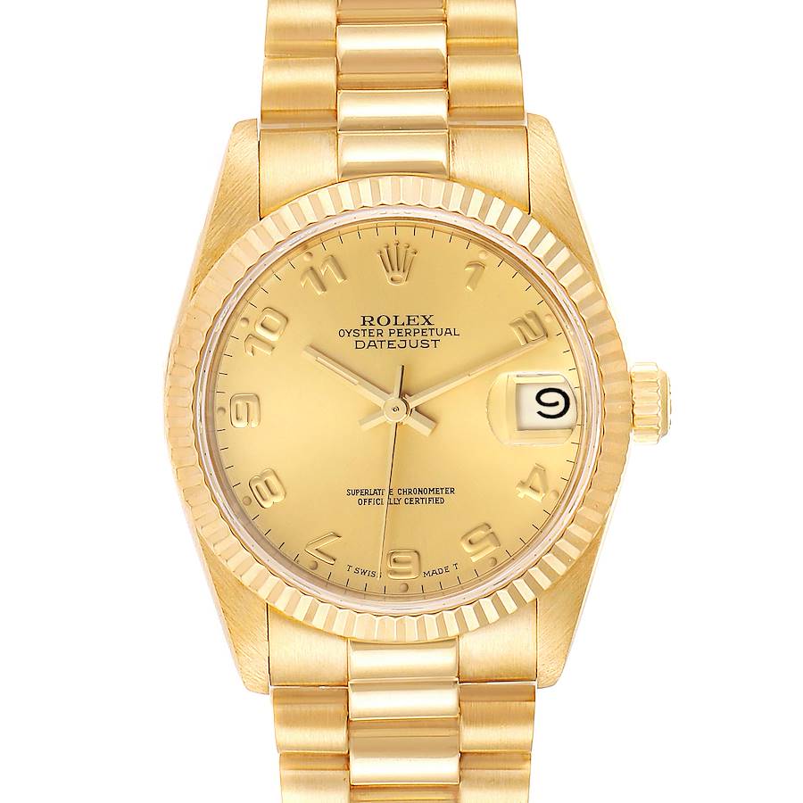 Rolex President Datejust 31mm Midsize Yellow Gold Ladies Watch 68278 SwissWatchExpo