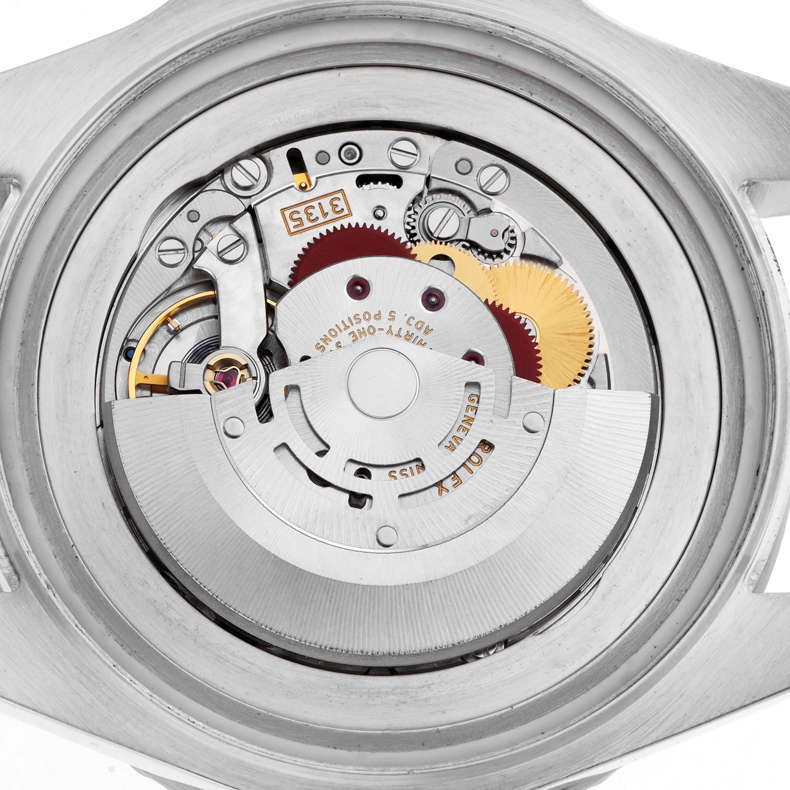 The image shows the movement of a Rolex Sea-Dweller 116660 Men's Stainless Steel Black Dial watch, featuring gears and rotors from a back view.