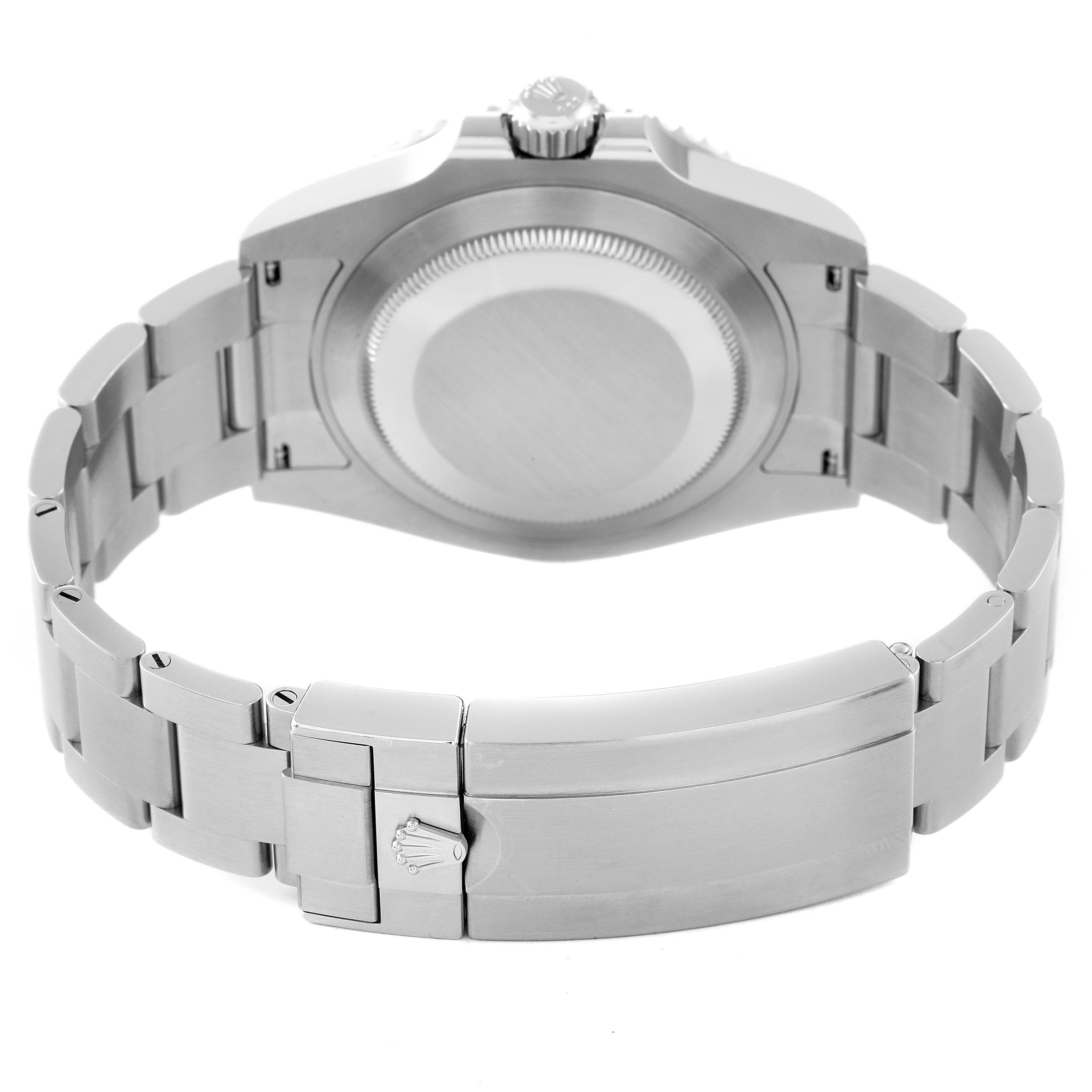 This image shows the back case and bracelet of a Rolex Submariner 124060 Men
s Stainless Steel Black Dial 124060 Men
s Stainless Steel Black Dial watch from a rear angle.