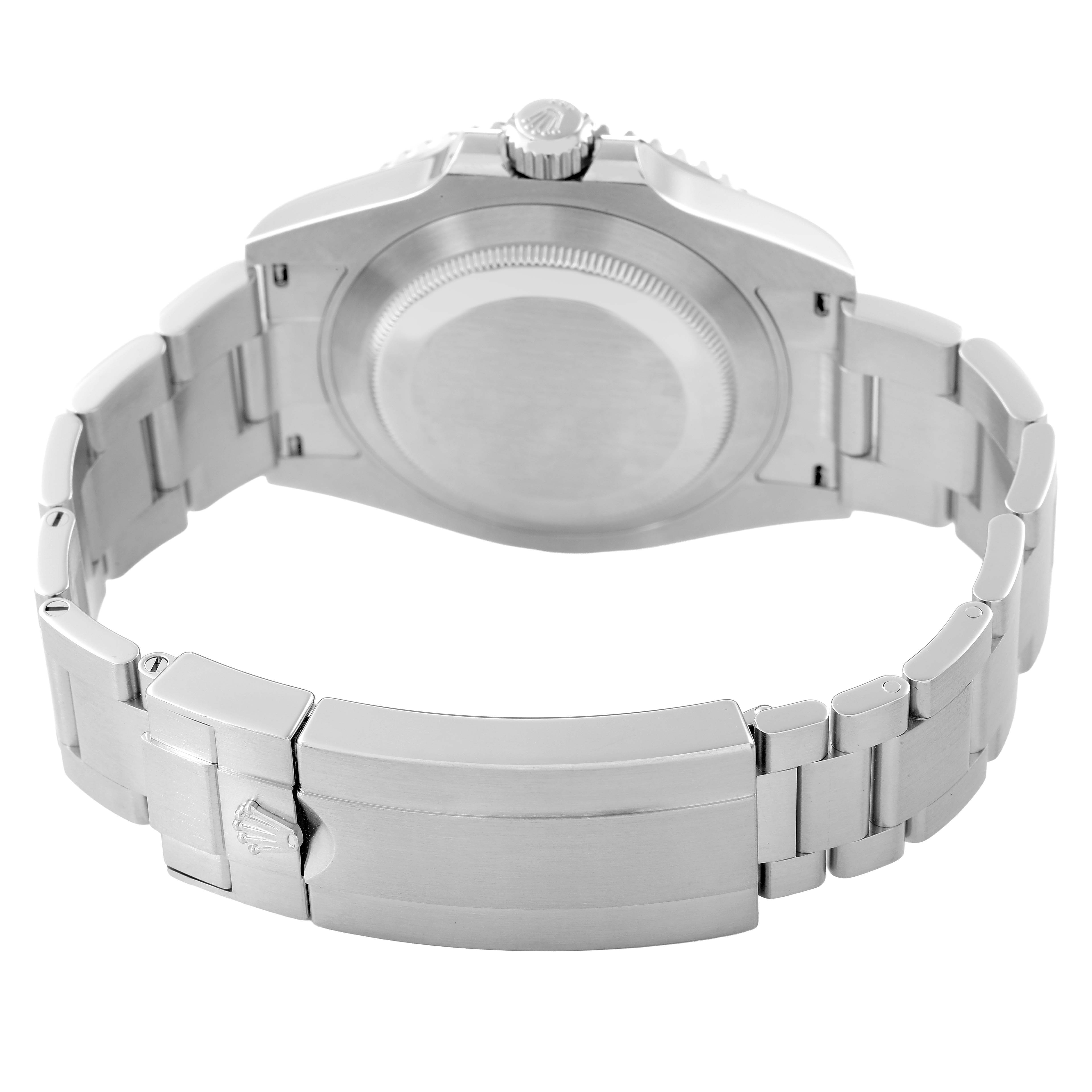 The image shows the back and bracelet of a Rolex Submariner 126610LN Men's Stainless Steel Black Dial watch at an angled view.