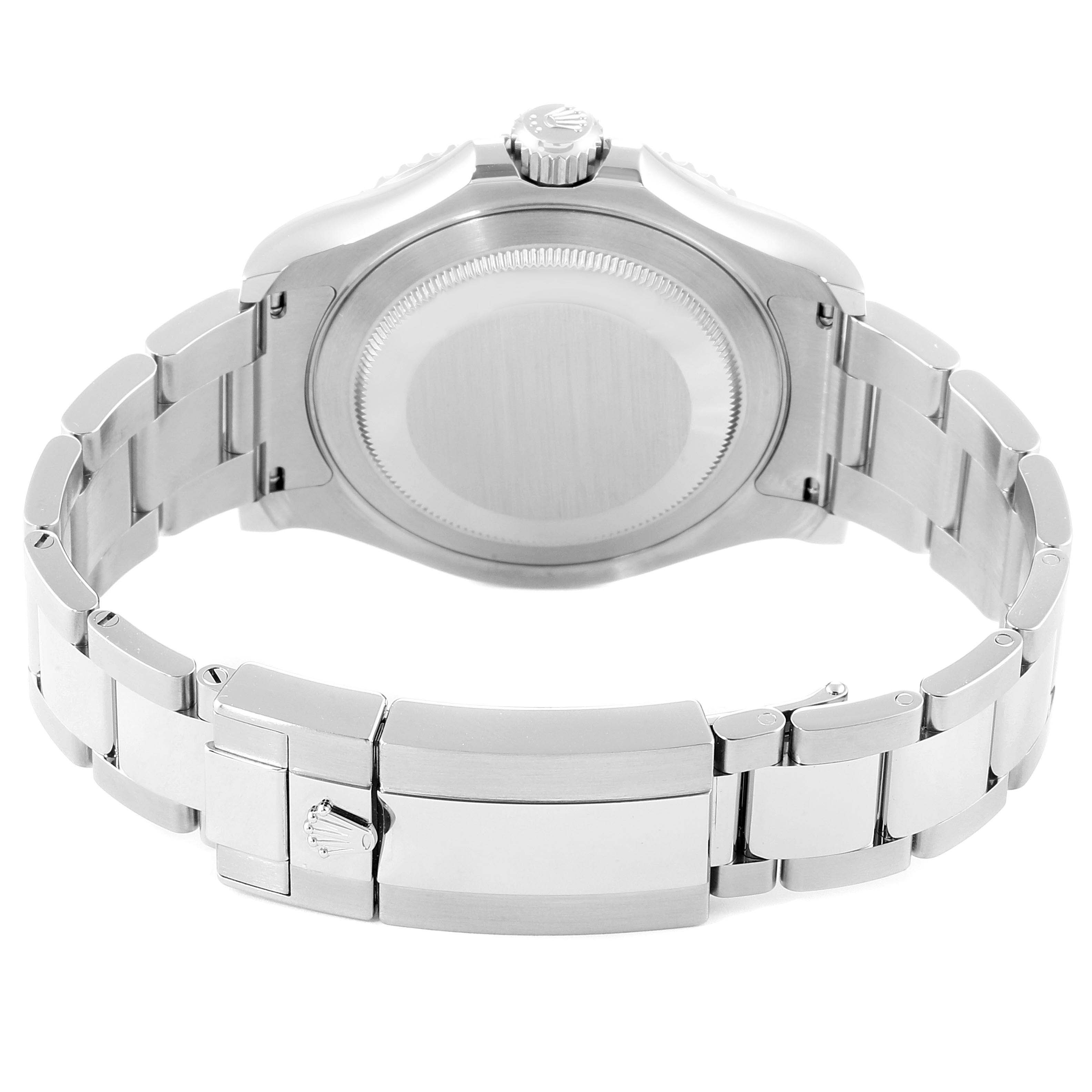 This image shows the backside and bracelet of a Rolex Yacht-Master 126622 Men
s Stainless Steel Blue Dial 126622 Men
s Stainless Steel Blue Dial watch, highlighting the clasp and case back.